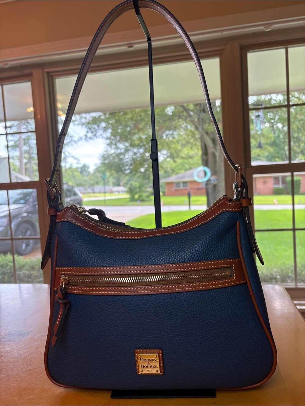 Dooney & Bourke Pebble Grain Piper in Jeans color